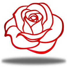 a drawing of a red rose on a white background