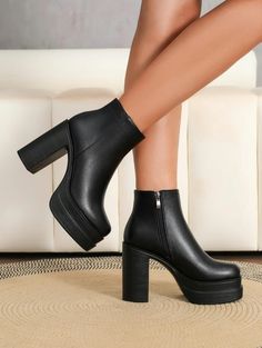 Ankle Heels, Platform Ankle Boots, Womens Ankle Boots, Chic Woman, Heeled Ankle Boots, Short Boots, Womens Heels, Boot Shoes Women