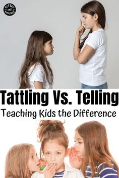 two girls talking to each other with the words tatting vs telling teaching kids the differences