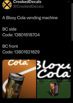 an advertisement for a coke cola machine with the caption's name below it