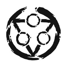 a black and white photo of the symbol for an astrological system, with three circles in it