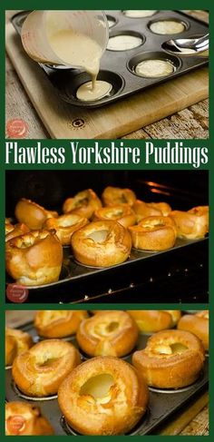 Dec 11, 2020 - Crispy and golden coloured on the outside and soft and spongy on the inside! Our Flawless Yorkshire Puddings will impress all. Yorkshire Pudding Breakfast, Roast Dinner Side Dishes, Homemade Yorkshire Pudding, Roast Dinner Sides, Yorkshire Pudding Batter, Yorkshire Pudding Recipes, Breakfast Recipes Easy Quick, Yorkshire Puddings, Easy Dessert Recipes Quick