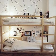 an instagramted photo of bunk beds with pictures on them