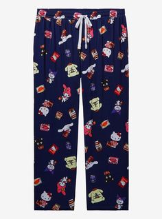 Sleep in Sanrio style with these Hello Kitty and Friends sleep pants! Beloved characters are surrounded by Kawaii Mart snacks in an allover print  while extra comfort is guaranteed by a drawstring elastic waist. Don't forget the side pockets!A BoxLunch Exclusive!92% polyester; 8% spandexListed in plus sizesWash cold with like colors; dry lowImported Cute Hello Kitty Print Bottoms, Cotton Bottoms With Character Print For Pajama Party, Playful Hello Kitty Print Sleepwear, Casual Cartoon Print Pants For Loungewear, Cute Hello Kitty Print Bottoms For Pajama Party, Cute Hello Kitty Print Loungewear Pants, Hello Kitty Print Bottoms For Pajama Party, Cute Hello Kitty Loungewear Pants, Cute Hello Kitty Print Pants For Pajama Party