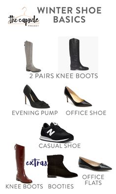 Essential Shoes, How To Have Style, Ideas Closet, Knee Boots Flat, Basic Wardrobe, Shoe Wardrobe, Petite Style, Build A Wardrobe, Minimalist Capsule Wardrobe