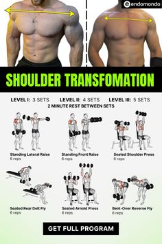 Achieve a powerful shoulder transformation with these top shoulder workouts for men. Our guide includes effective exercises to build strength and definition. Perfect for anyone looking to enhance their shoulder workout routine. Start transforming today! Upper Body Mens Workout, Basic Shoulder Workout, Dumbbell Shoulder Workout For Men, Upper Body Workout For Men Gym, Muscle Building Workouts For Men, Broad Shoulders Workout, Neck Workout Men, Shoulder Workout For Men, Upper Body Workout For Men