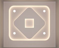 an illuminated square in the middle of a room