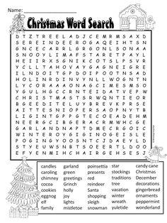 the christmas word search is shown in this printable activity sheet for children to learn