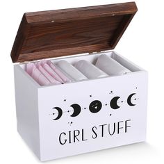 the girl stuff box is filled with pink napkins