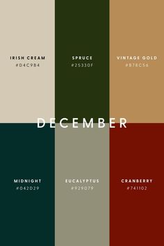 the color scheme for december is shown in different shades