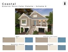 the exterior paint color palette scheme is shown