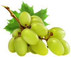 grapes with green leaves on a white background