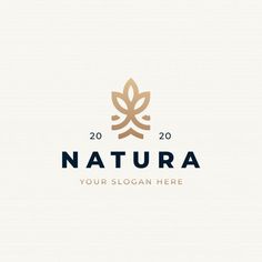 the logo for natra is made up of two leaves and has a gold color