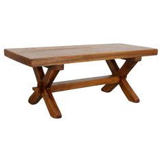 a wooden table with two legs on it