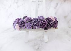 Purple flower crown - wedding bridal floral hair wreath - flower headpiece - hair accessories brides Bridal Floral Hair, Floral Hair Wreath, Fabric Flower Headbands, Flower Crown Hairstyle, Wreath Flower, Purple Shades, Bridal Flower Crown