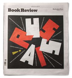 the front page of book review magazine, with an image of letters and numbers on it