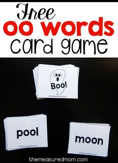 three cards with words that spell out the word boo