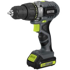 a cordless drill is shown on a white background