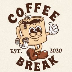 the coffee break logo has been drawn by hand and is ready to be used as a t - shirt