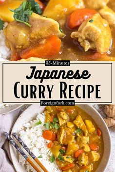 japanese curry recipe with chopsticks and rice