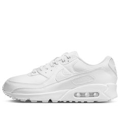 Nike Wmns Air Max 90 'Triple White' DH8010-100 Nike Shoes All White, White Airmax Outfit, Air Max Aesthetic, Nike Air Max 90 Women Outfit, Nike White Shoes, Air Max 90 Outfit, Doc Martens 1461, Air Max White, Nike Air Max Women