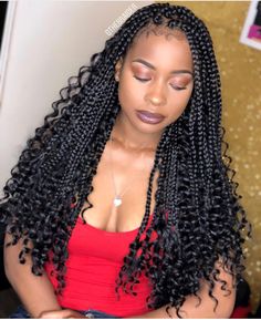 Goddess Box Braids @QTHEBRAIDER Trendy We Fryzurach, Animals Printable, Curly Hair Braids, Crochet Box Braids, Jumbo Box Braids, Deer Baby, Box Braids Hairstyles For Black Women, Box Braids Styling, Braids With Curls