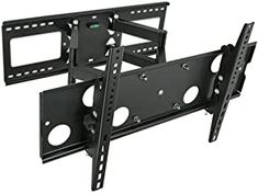 two black flat - panel tv wall mounts with one holding the other's large screen