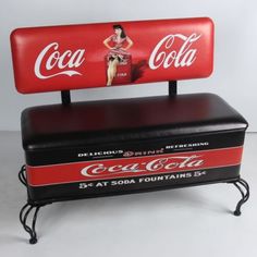 Coke Coca Cola Premium Bench Seat Retro Bar Stools The Dens 009 Shipping 140 Bench Seat With Storage, Seat With Storage, Coca Cola Poster, Coke Collectibles, Coca Cola Decor, Unique Seating, Horse Barn Designs, Diva Den, Always Coca Cola