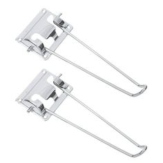 pair of chrome plated metal door handles for closets and doors with latches