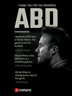 an ad with the words abd and a man's face in black background