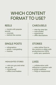 an info sheet with the words which content format to use?