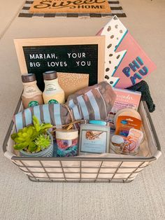 a basket filled with lots of different items