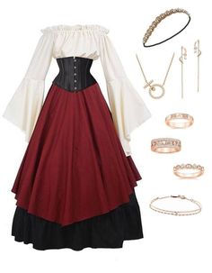 Fanasty Outfits, Medieval Inspired Fashion, Midevil Outfits, Renisance Fair Outfit, Medieval Outfit Women, Midevil Dress, Fair Outfits, 일본 패션, Italian Dress