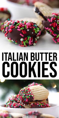 italian butter cookies with sprinkles and chocolate