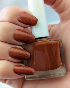 Hi all lovers of nail polish Eco Created Colors is a custom handmade 10 free, cruelty free, vegan polish 10 FREE IS BETTER FOR YOU AND ME! CARMEL CANDY- hues of brown, orange, russet and red mixed together. Its rusty earth tones make it the perfect shade for fall and truly all year long. CARMEL CANDY is yummy across your nails! This vegan 10 free formula with a wide flat brush makes that at home manicure easier than ever. To get the best shelf-life store in a cool dry area and keep out of direct Brown Nail Polish, Brown Nail, Orange Nail Polish, Shimmer Nail Polish, Nail Shimmer, Fall Nail Art, Fall Nail Colors, Brown Nails, Orange Nails