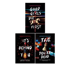 three books on the cover of good girls die first and it's behind you