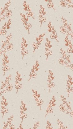 an orange and white flower pattern on a beige wallpaper with the words, flowers