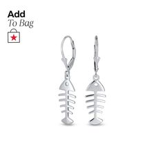 in stock Fish Earrings, Back Drop, Skull Earrings, Fish Bone, Bling Jewelry, Beach Style, Earrings For Women, Rhodium Plated, Skeleton