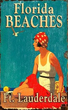 the cover of florida beaches featuring a woman in white bathing suit and red bandana