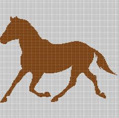 a cross stitch pattern with a horse running in the grass, on a white background