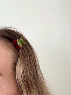 Beautiful mini cherry hair clip! Velvet material. Cherry Hair Clip, Cherry Hair, Velvet Material, Barrette Clip, Barrettes, Hair Clip, Hair Clips, Cherry, Hair Accessories