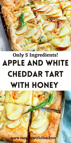 apple and white cheddar tart with honey