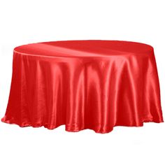 a red table cloth on top of a round table