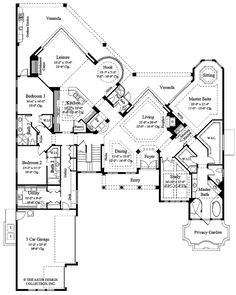 this is the floor plan for these luxury home plans, which include two master suites and three