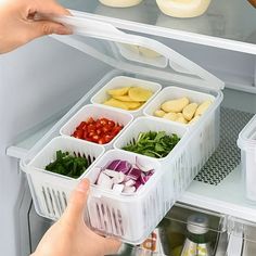 Eniyuu 1 set Reusable Fridge Food Storage Container with Detachable Lids - Keep Fresh Vegetables Fruit Nuts and Meat Organized and Accessible in Your Refrigerator and Pantry, Size:1PC, White Fridge Organizer Walmart, Top Of Freezer Storage, Freezer Storage Solutions, Ztorage Next To Fridge, Organizer For Freezer, Grocery Shopping Fridge, Milk Fridge Storage, Best Way To Organize Freezer, Storage For Fridge