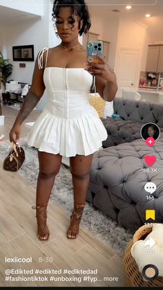 White Bday Outfit, White Dress Outfit Black Women, Graduation Dress Black Women, Cute Graduation Outfits, Grad Outfits, Girls Dress Outfits, Cute Birthday Outfits, Boujee Outfits, Vacay Outfits