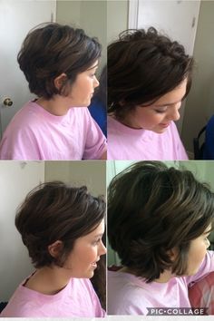 Wispy Pixie Cut, Low Maintenance Short Hair, Short Hair Wavy, Caramel Hair Color Ideas, Caramel Hair Color, Pixie Haircut Ideas, Before And After Pics, Hair Color Caramel, Short Hairdos