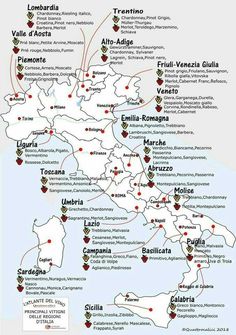 a map showing the locations of wineries in italy