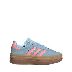 adidas Gazelle Bold Athletic Shoe - Big Kid - Clear Sky / Semi Pink / Silver Pink And Blue Adidas Gazelle, Pink And Blue Gazelle, Platform Adidas Gazelle, Cute Preppy Shoes, Adidas Gazelle Platform, Adidas Gazelles, Gazelle Adidas, Cute Adidas Shoes, Adidas Gazelle Bold