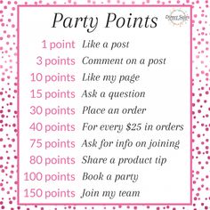 a pink and white polka dot party points list